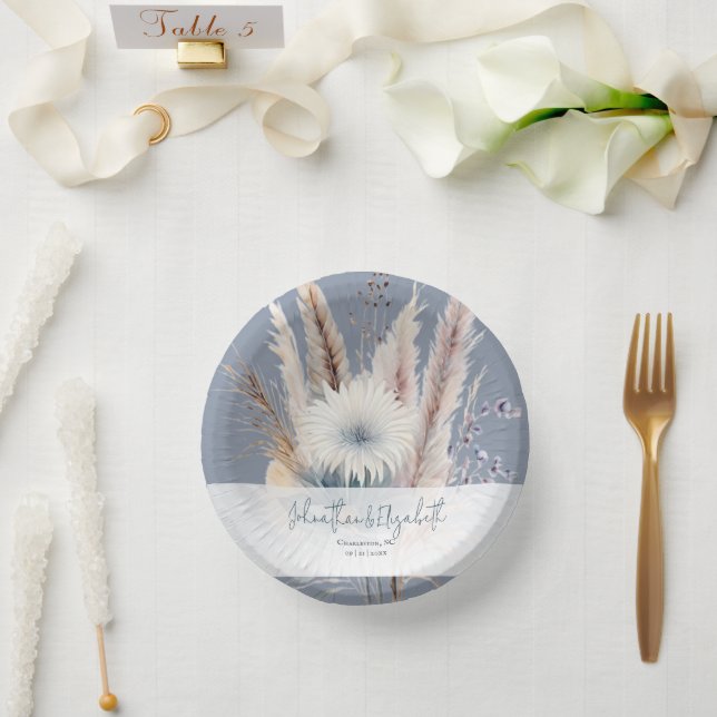 Bols En Carton Boho d'hiver Mariage Floral | Bleu (Mariage)