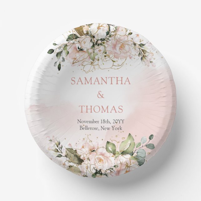 Bols En Carton Boho rose rose rousse rose eucalyptus vert or (Recto)