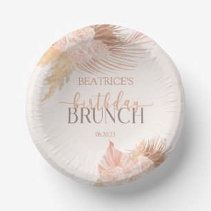 Bols En Carton Boho Soft Rose Floral Fleur Anniversaire Brunch Pa