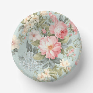 Bols En Carton Bol en papier floral rose blanc