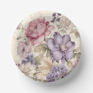 Bols En Carton Bol en papier floral rose blanc violet