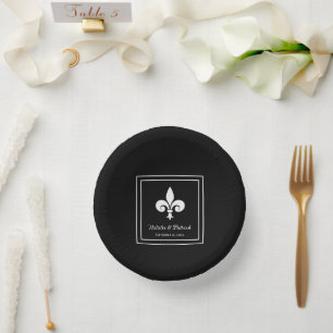 Bols En Carton Bol en papier Mariage Fleur de Lis noir