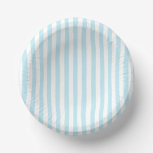 Bols En Carton Bol en papier rayé bleu pastel et blanc