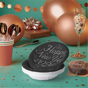 Bols En Carton Bonne année 2026 Parties scintillant Black & Silve