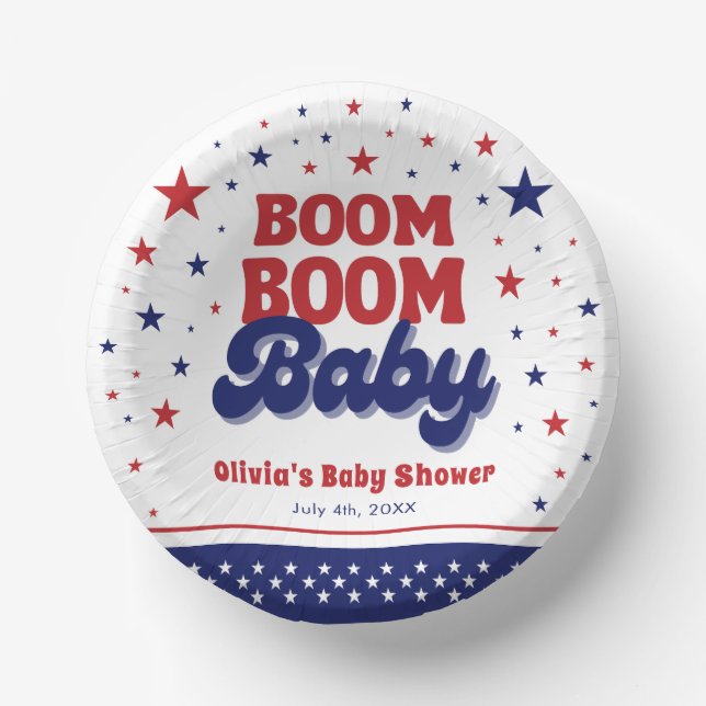 Bols En Carton Boom Boom Baby 4 juillet Baby shower patriotique (Recto)