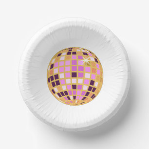 Bols En Carton Boule Disco Moderne Gold Purple Rétro