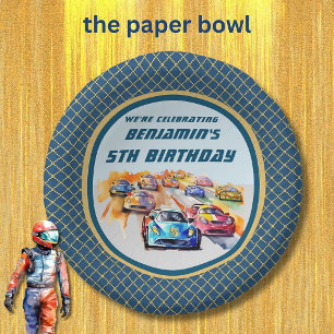 Bols En Carton Boy Auto Racing Thème 5ème anniversaire