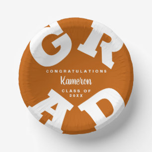 Bols En Carton Brûlé orange et blanc gras Graduation