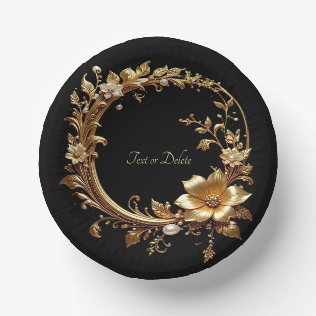 Bols En Carton Cadre Orné Fleur Doré (Recto)