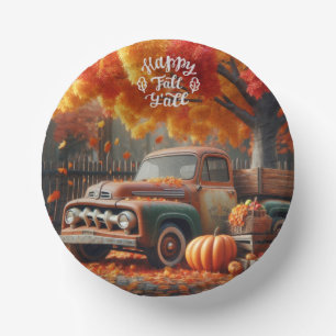 Bols En Carton Camion de ferme rustique/vintage d'automne