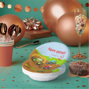 Bols En Carton Camions Monster Boy avec nom Anniversaire coloré