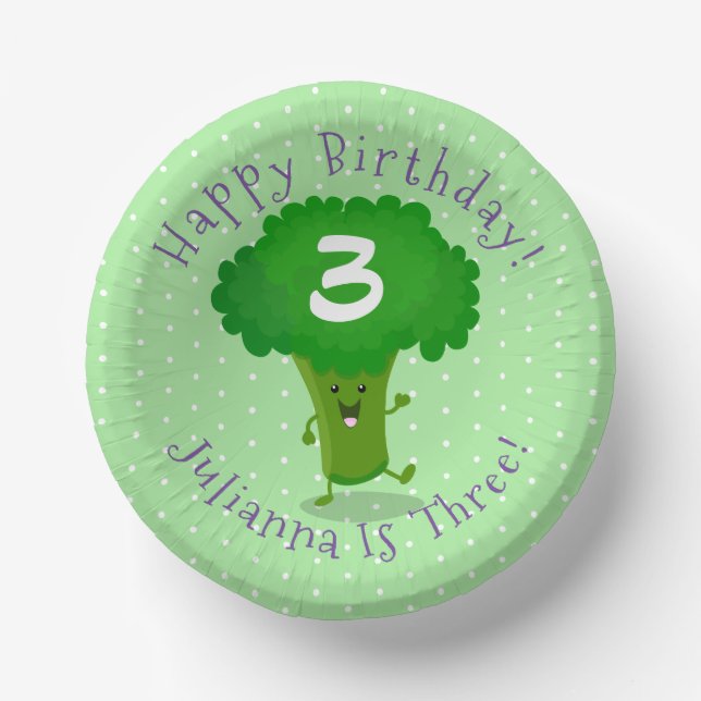 Bols En Carton Caricature de brocoli dansant Cute kawaii (Recto)