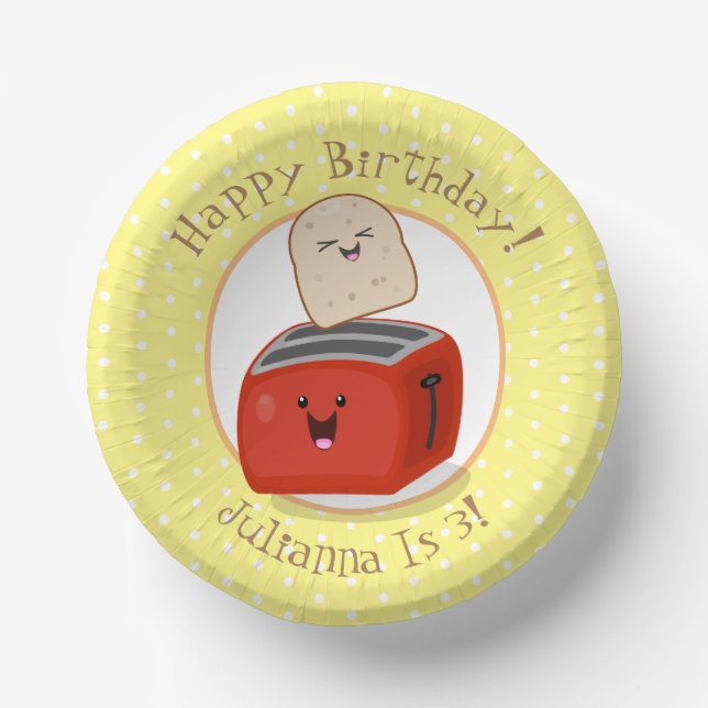 Bols En Carton Caricature de grille-pain joli kawaii (Recto)