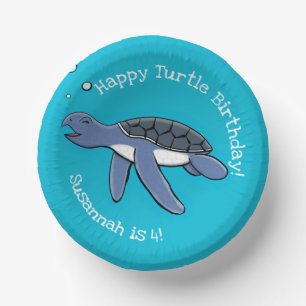 Bols En Carton Caricature de natation de petite fille de tortue d