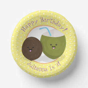 Bols En Carton Caricature de noix de coco kawaii joyeux