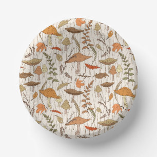 Bols En Carton Champignons et Feuilles d'automne - motif sans sou