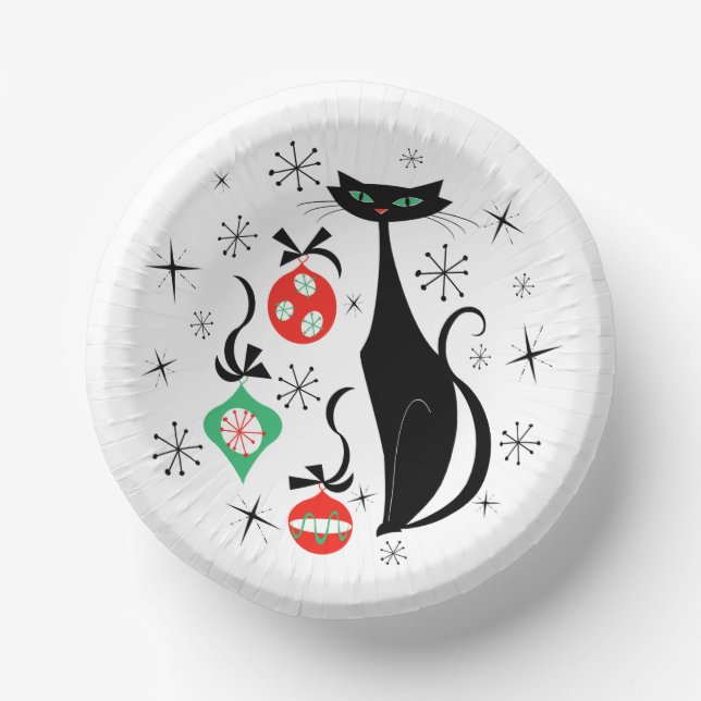 Bols En Carton Chat de Noël rond rétro (Recto)
