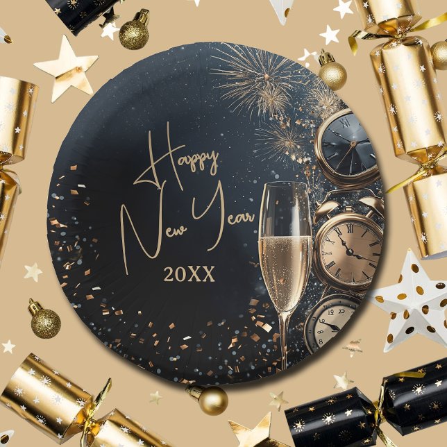 Bols En Carton Chic Champagne Time Happy New Year (Chic Champagne Time Happy New Year Paper Bowls)