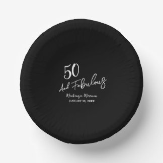 Bols En Carton Cinquante ans noir et fabuleux script fête d'anniv