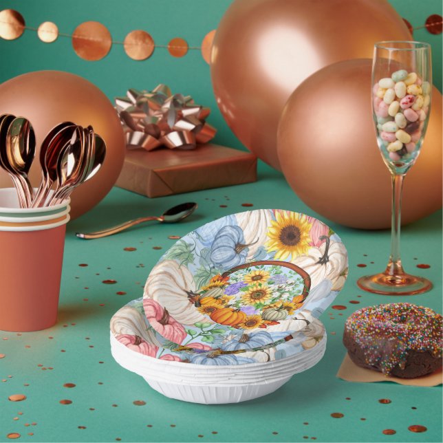 Bols En Carton Citrouilles et tournesols pour l'automne (Multi)