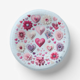 Bols En Carton Coeur de la Saint Valentin florale