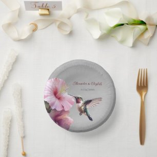 Bols En Carton Colibri et Hibiscus   Mariage gris