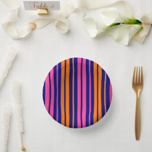 Bols En Carton Conception de bandes verticales orange bleu rose