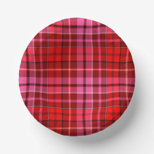 Bols En Carton Conception de carreaux Tartan Rouge Grenat Rose 
