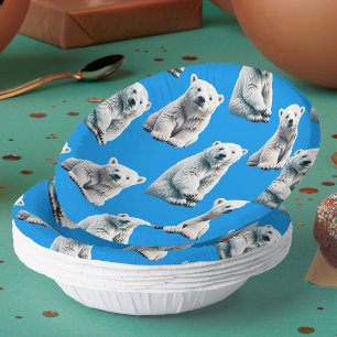 Bols En Carton Conception de motif d'ours polaire bleu