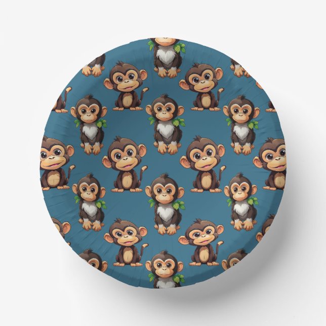 Bols En Carton Conception de motif singe bleu  (Recto)