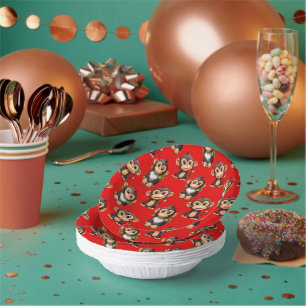 Bols En Carton Conception de motif singe rouge