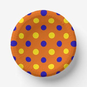 Bols En Carton Conception de points polka bleus jaunes Orange