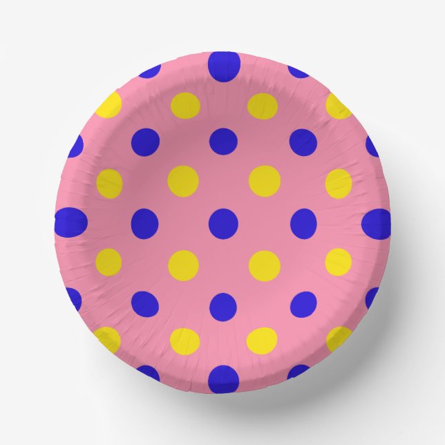Bols En Carton Conception de points polka rose bleu jaune  (Recto)