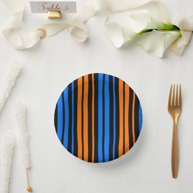 Bols En Carton Conception de rayures verticales bleu orange bleu  (Mariage)