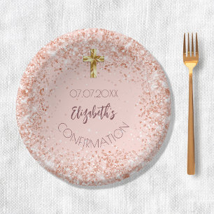 Bols En Carton Confirmation rose or confetti nom de fille