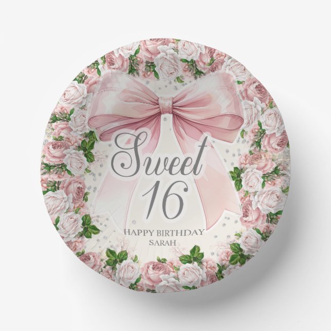 Bols En Carton Coquette Bow rose Floral Vintage Sweet 16 (Recto)
