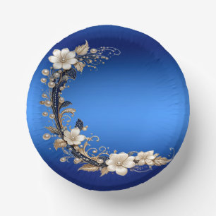Bols En Carton Corbeilles en papier à embellissement floral bleu