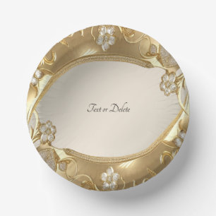Bols En Carton Corbeilles en papier floral ornemental or