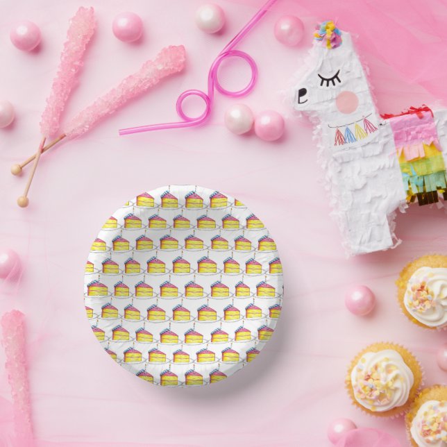 Bols En Carton Couche rose jaune Joyeux gâteau d'anniversaire cha (Fête)