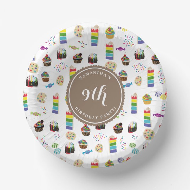 Bols En Carton Couleur Rainbow Cake Sprinkles Anniversaire (Recto)