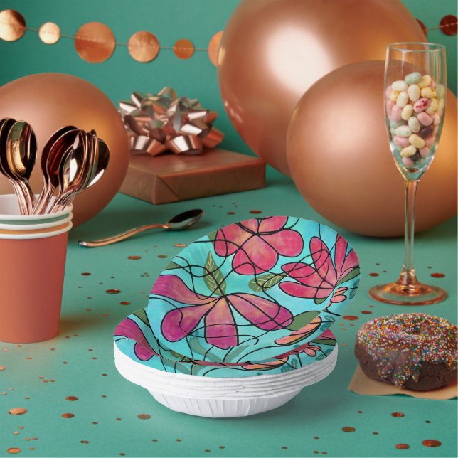 BOLS EN CARTON COULEURS D'EAU NEUROGRAPHIQUES DES FLEURS DE PRINT (Multi)