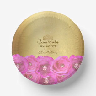 Bols En Carton Couronne de Quinceañera florale rose rose chic or