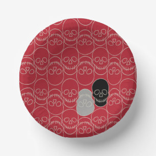 Bols En Carton Crânes - rouge sang et blanc os