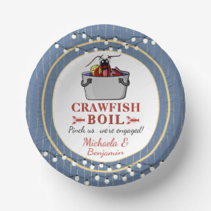 Bols En Carton Crawfish Seafood Boil Blue Party ou Fiançailles