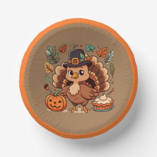 Bols En Carton Cute caricature Thanksgiving dinde et citrouille