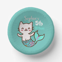 Cute Chat Sirène fille Anniversaire Meowmaid Purrm