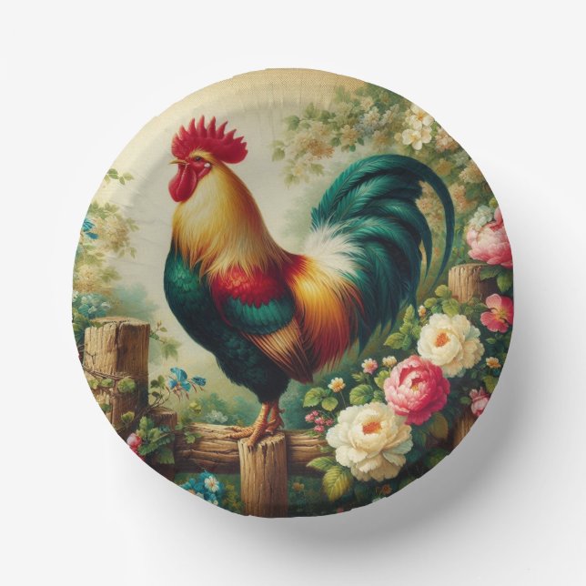 Bols En Carton Cute coq rustique/vintage (Recto)