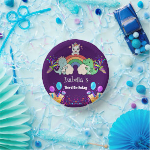 Bols En Carton Cute Dinosaur Unicorn arc-en-ciel enfant d'anniver