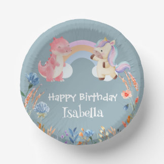 Bols En Carton Cute Dinosaur Unicorn arc-en-ciel Fleur anniversai