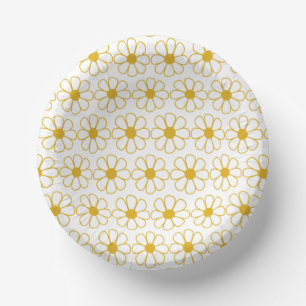 Bols En Carton Cute Floral Daisy Motif Mustard Or et blanc
